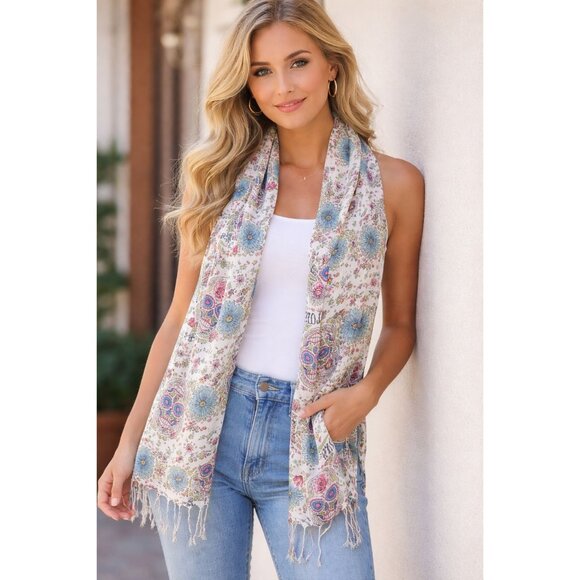 Knotts Accessories - Knotts Multi-Color Skull Lightweight Scaf Gothic Grunge Novelty Festival Casual